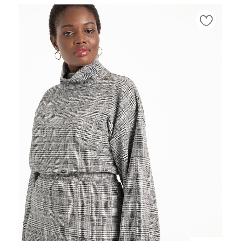 Eloquii Funnel and Plaid Top sz 18/20